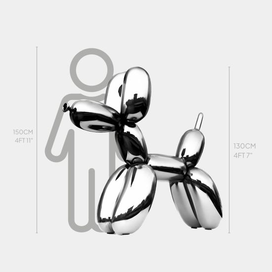 Balloon Dog 130cm Chrome Metal Garden Sculpture