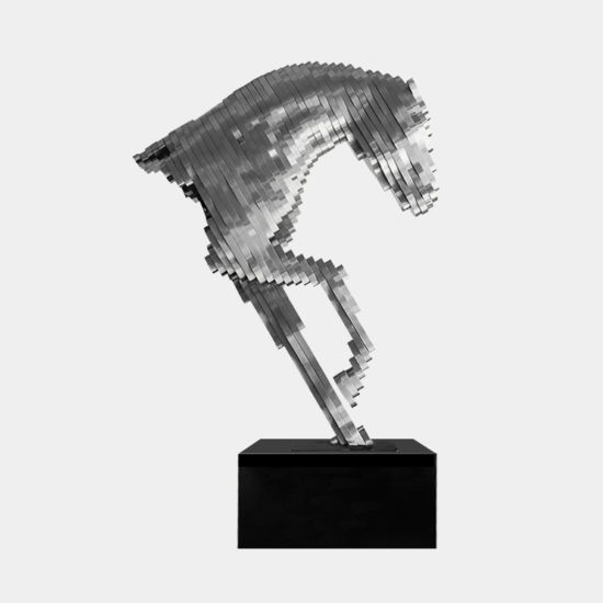 Pixel Horse 75cm Silver Metal Indoor Sculpture