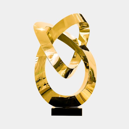 Quantum Helix 88cm Gold Metal Indoor Sculpture