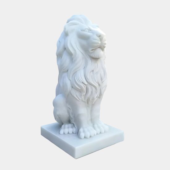Royal Lion 120cm White Marble Garden Statue