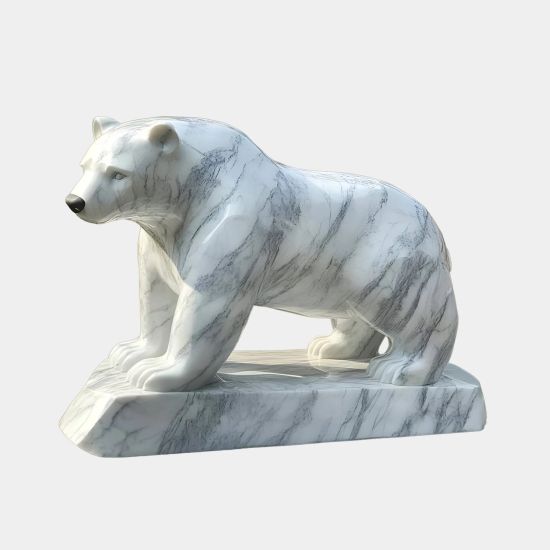 Polar Bear 50cm White Marble Garden Statue v1