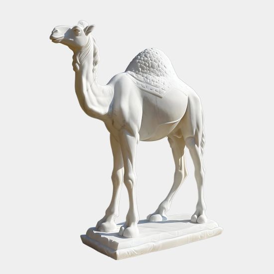 Desert Camel 160cm White Marble Garden Statue v2