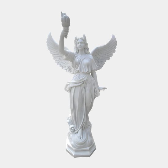 Celestial Angel 220cm White Marble Garden Statue v1
