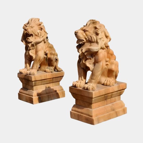 Grand Lion 120cm Yellow Marble Garden Statue