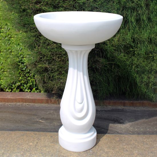 Redmire Modern Marble Resin Garden Birdbath