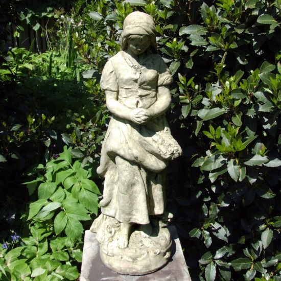 Peasant Girl Stone Sculpture - Large Garden Statue