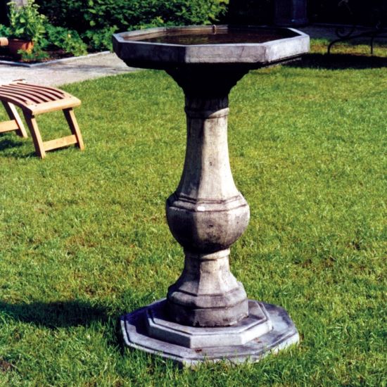 Pedestal Plain Stone Birdbath - Garden Bird Bath