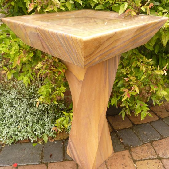 Twisting Rainbow Sandstone Birdbath - Garden Bird Bath Feeder