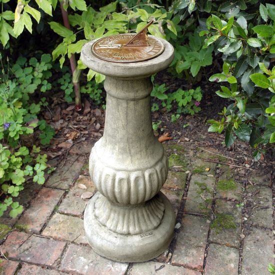 Victorian Aged Brass Stone Sun Dial - Garden Sundial