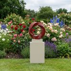 Halo 115cm Orange Contemporary Sculpture on Pedestal