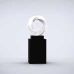 Halo 115cm Orange Contemporary Sculpture on Pedestal