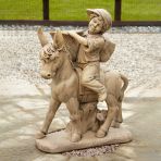Boy & Donkey Stone Garden Statue