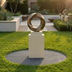 Halo 115cm Orange Contemporary Sculpture on Pedestal