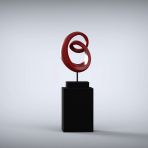 Eternity 138cm Red Contemporary Sculpture on Pedestal