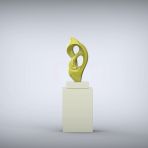 Evolution 127cm Yellow Contemporary Sculpture on Pedestal