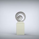 Eclipse 117cm Silver Contemporary Sculpture on Pedestal