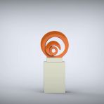 Eclipse 117cm Orange Contemporary Sculpture on Pedestal