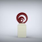 Eclipse 117cm Red Contemporary Sculpture on Pedestal