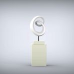 Eternity 138cm White Contemporary Sculpture on Pedestal
